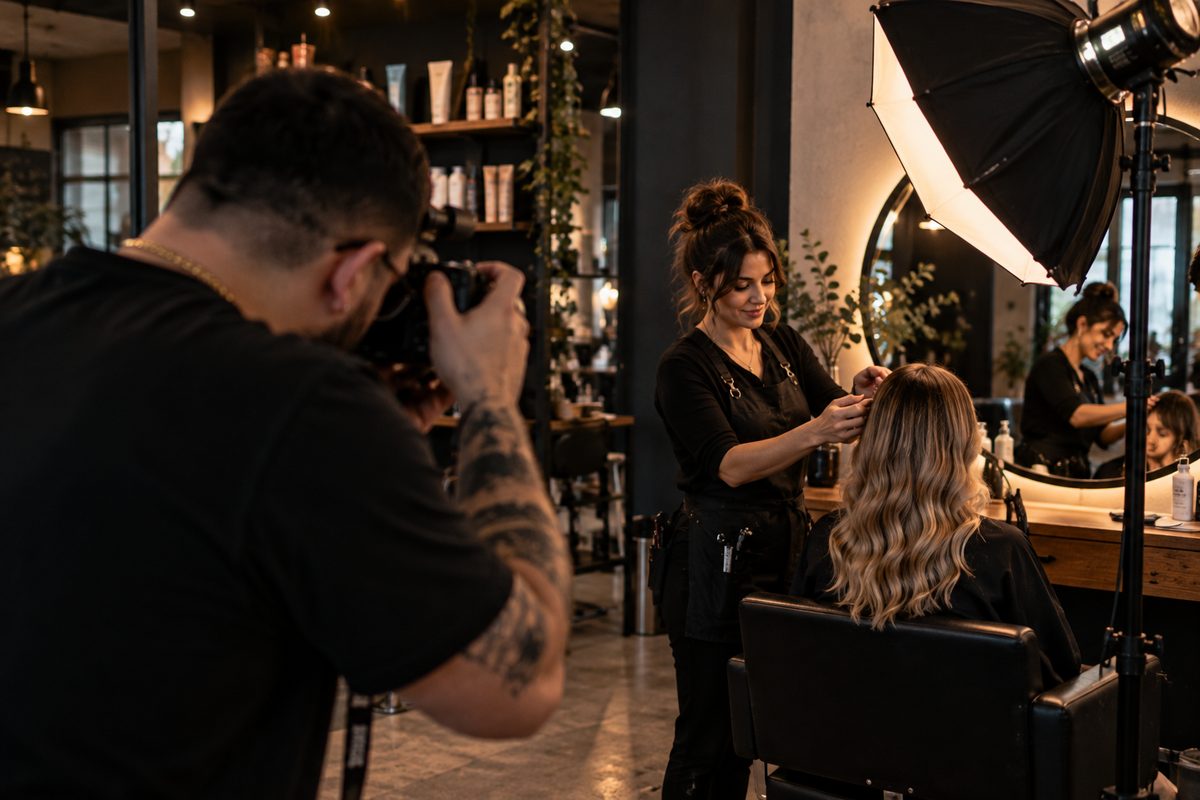 Fotoshooting in einem Friseursalon